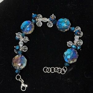 Blue and Silver Beaded Bracelet
